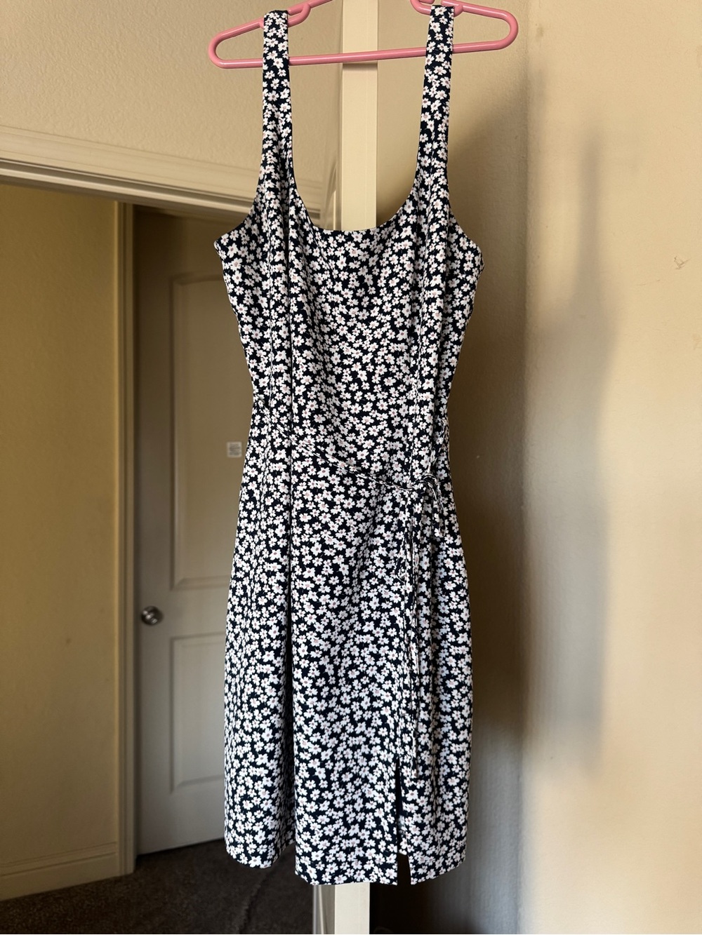 Blue & White Floral Sundress - Sleeveless Midi Dress